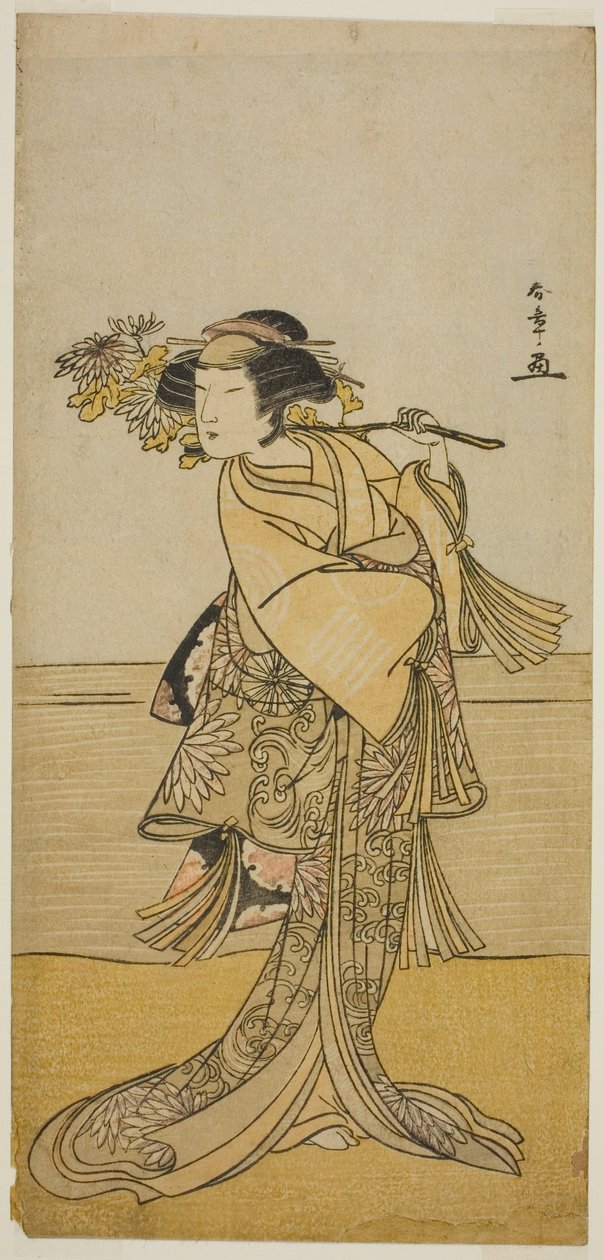 1777 年 11 月在市村剧场演出的话剧《Chigo Torii Tobiiri Kitsune》中饰演乌波伽岳山雌狐的演员中村富十郎一世 作者 胜川俊章