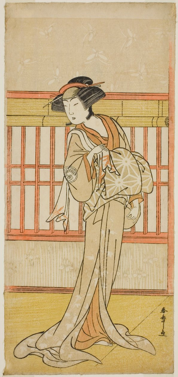 1780年4月在森田剧场演出的《五太平敷白石桥》中饰演宫女宫城野的演员大泽恒代二世（？ 作者 胜川俊章