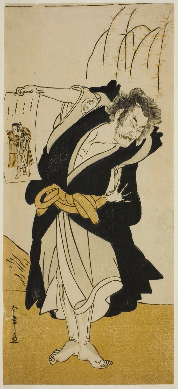 1777 年 3 月在市村剧场演出的话剧《月泉春はぐろも曾我》中饰演叛逆僧侣大日坊的演员大谷广右卫门三世 作者 胜川俊章