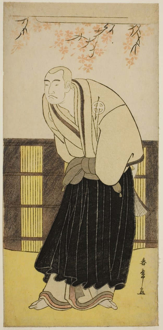 1783 年 7 月在市村剧场演出的话剧《京成片平嘎辻》中饰演僧侣伊萨约波的演员大谷弘治三世 作者 胜川俊章