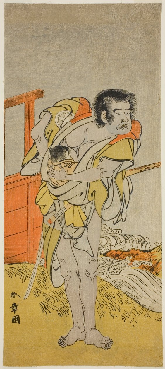 1776 年正月在中村剧场演出的话剧《Kazoe Uta Ta Ue Soga》中饰演笠里北教的演员大谷友右卫门一世 作者 胜川俊章