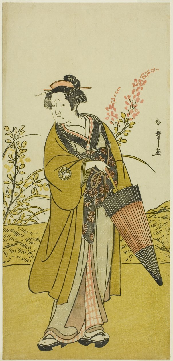 1781 年 4 月在市村剧场演出的《歌舞伎之花万代曾我》中饰演大隈的演员大谷友右卫门一世 作者 胜川俊章