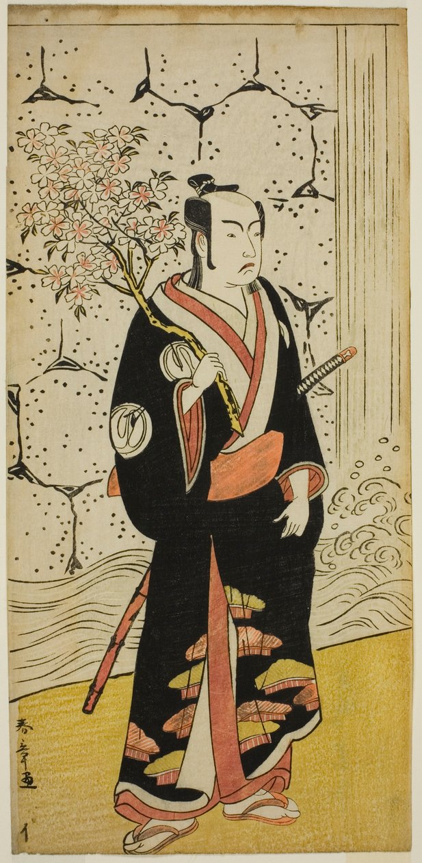 1779 年 8 月在市村剧院上演的话剧《新臼雪物语》中饰演园部左卫门的演员泽村宗十郎三世 作者 胜川俊章