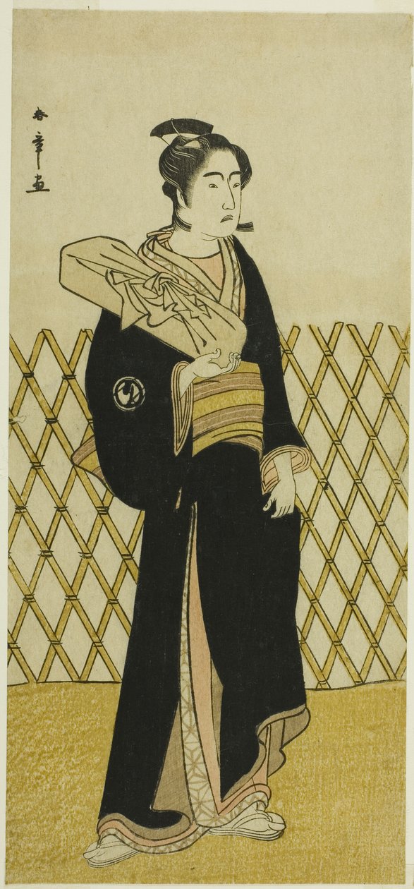 1781 年 8 月在中村剧场演出的话剧《志田草鞋》中饰演理发师次郎吉的演员泽村宗十郎三世 作者 胜川俊章