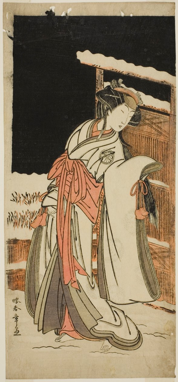 1777 年 11 月在市村剧场演出的话剧《ちょう鳥居とっりっつね》中饰演伪装成玉草的静香夫人（静香五贤）的演员濑川菊之丈三世 作者 胜川俊章