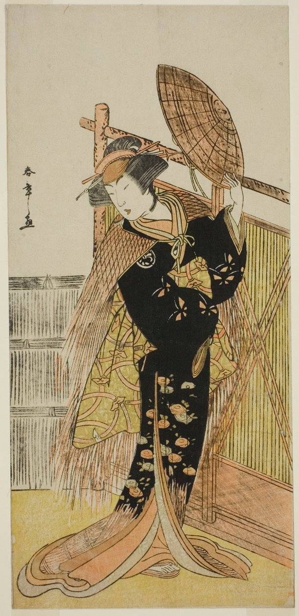 1779 年 11 月在市村剧场演出的《东之森坂江草之木》中饰演 Michichiba 的演员濑川菊之条三世 作者 胜川俊章