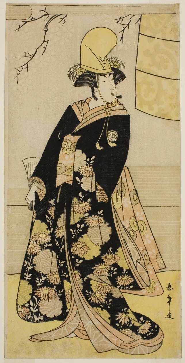 1783 年 4 月在中村剧场演出的戏剧《江户之花 Mimasu Soga》中饰演武生道场舞者的演员濑川菊之条三世（Segawa Kikunojo III）。 作者 胜川俊章