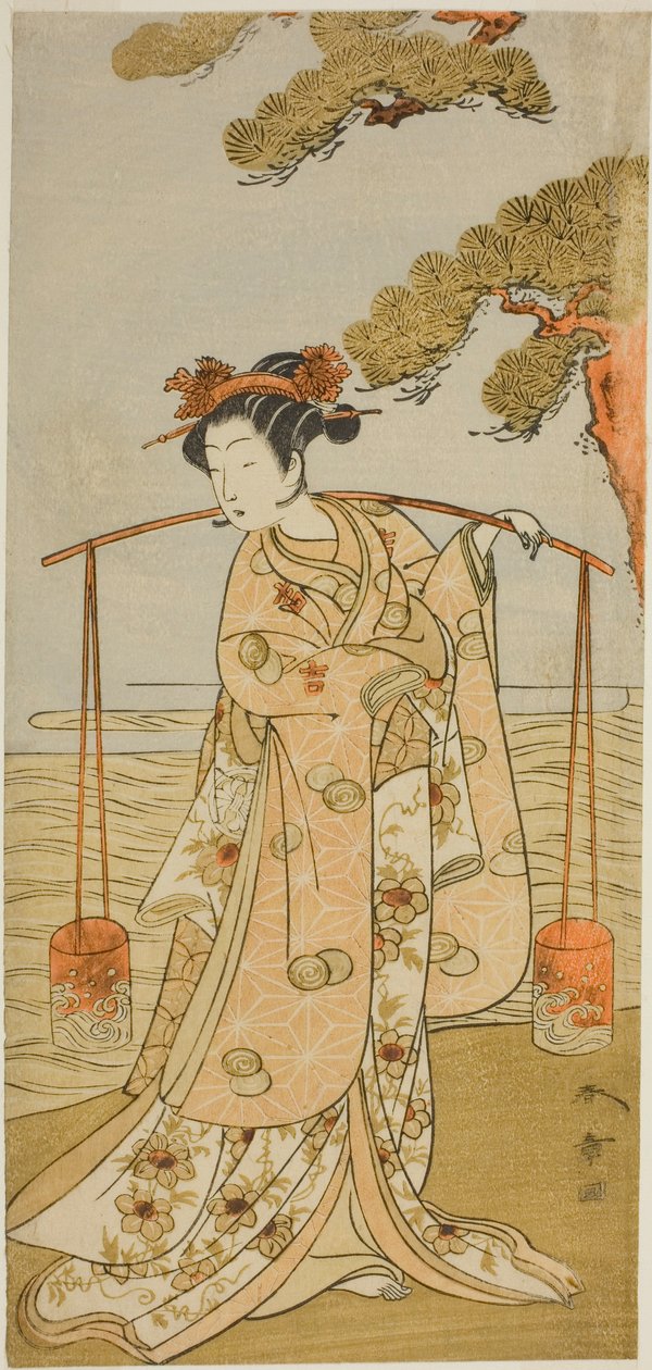 1773 年 11 月在中村剧场演出的《五桧观人町》中饰演村长的演员濑川北次三世 作者 胜川俊章