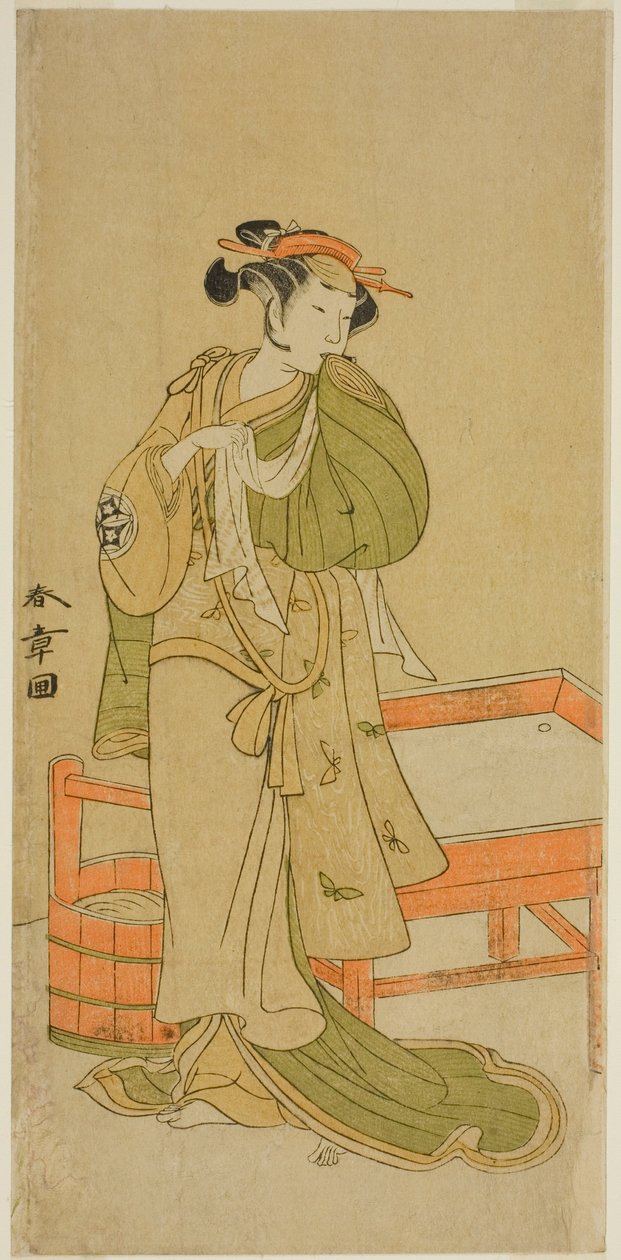 1772 年 11 月在森田剧场演出的《伊豆五代目柴之干支》中饰演莫希奥的演员山下金作二世 作者 胜川俊章