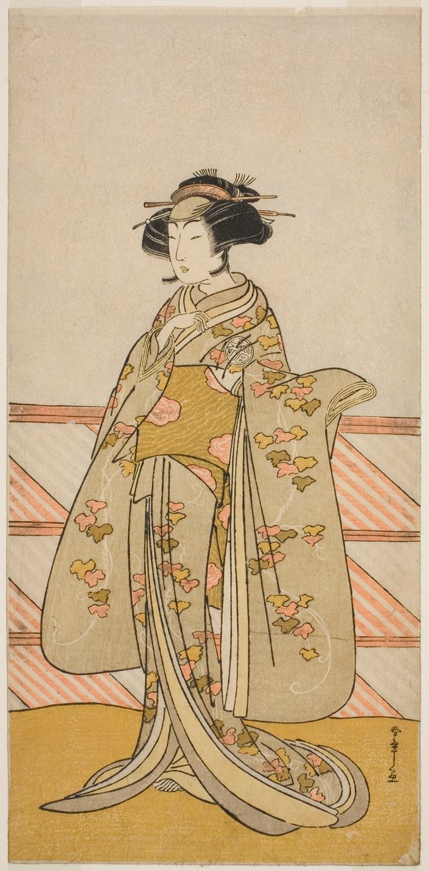 1776 年 11 月在中村剧场（？）演出的话剧《Sakuya Kono Hana no Kaomise》中饰演玉墨之玫的演员吉泽伊吕叶（？ 作者 胜川俊章