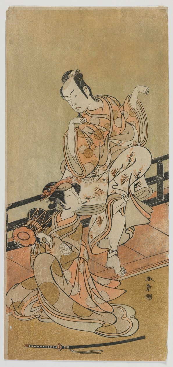The Actors Arashi Sangoro II as Tadanobu and Segawa Kikunojo III as Shizuka Gozen in the Play Yoshitsune and the Thousand Cherry Trees, Edo period 作者 胜川俊章