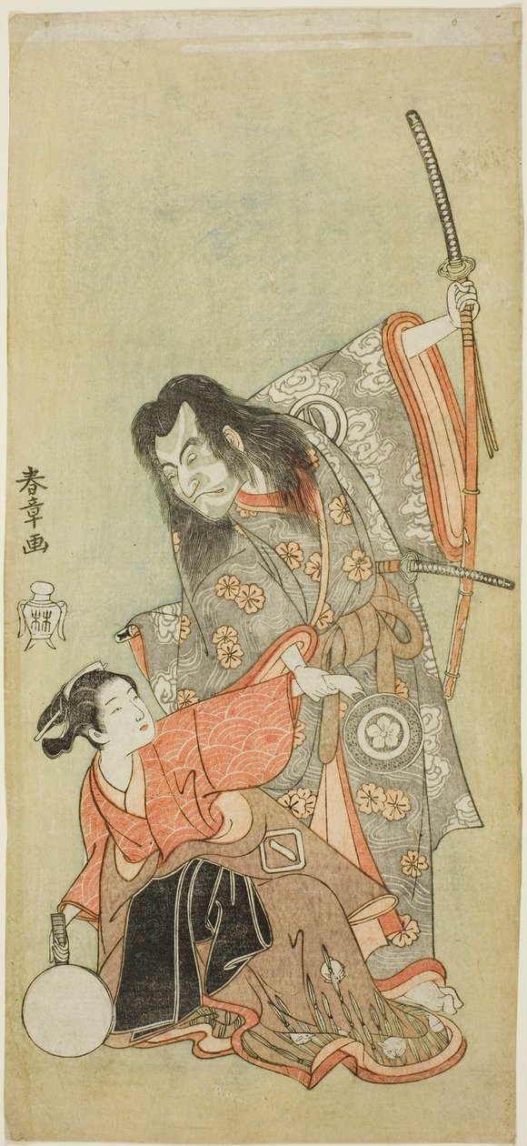 泽村宗十郎二世在剧中饰演神官顺干，东东三二世在剧中饰演大安。 作者 胜川俊章