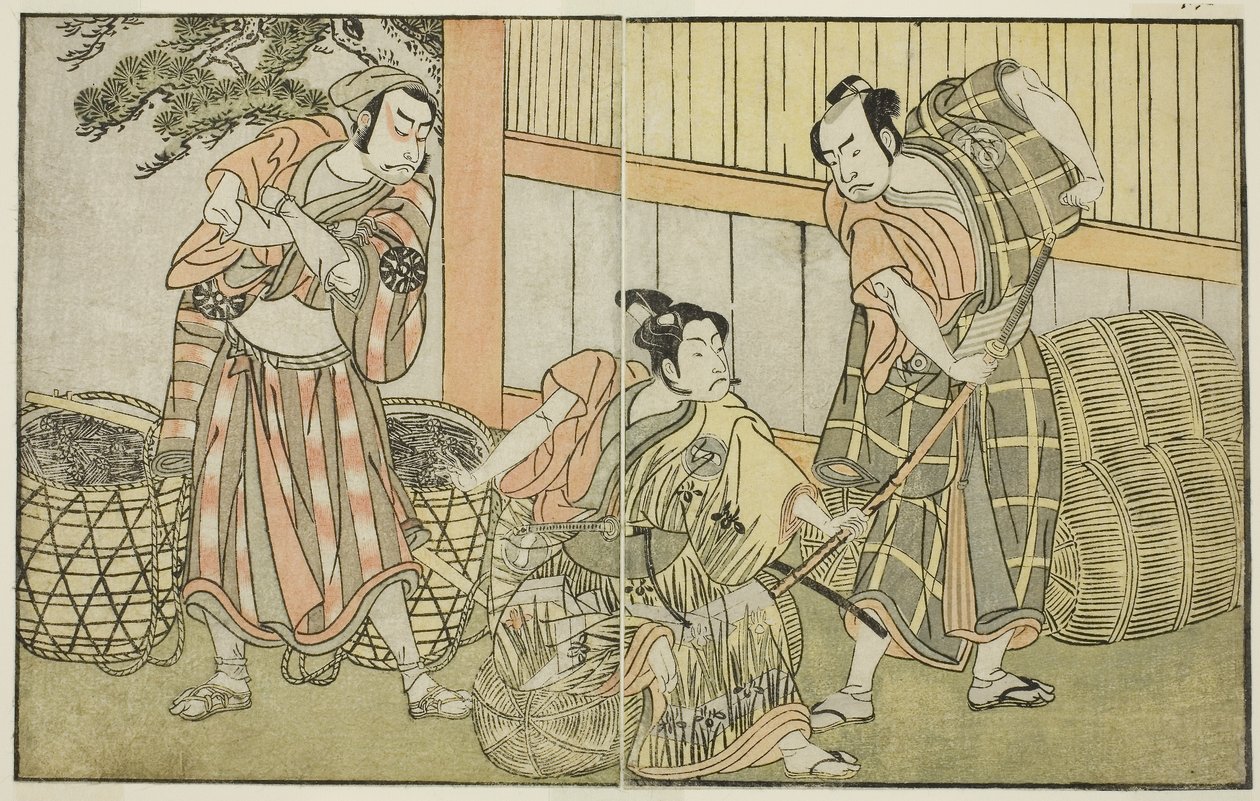 约 1772 年 11 月在中村剧场上演的戏剧《国之花小野之五毛寺》（木刻版画） 作者 胜川俊章