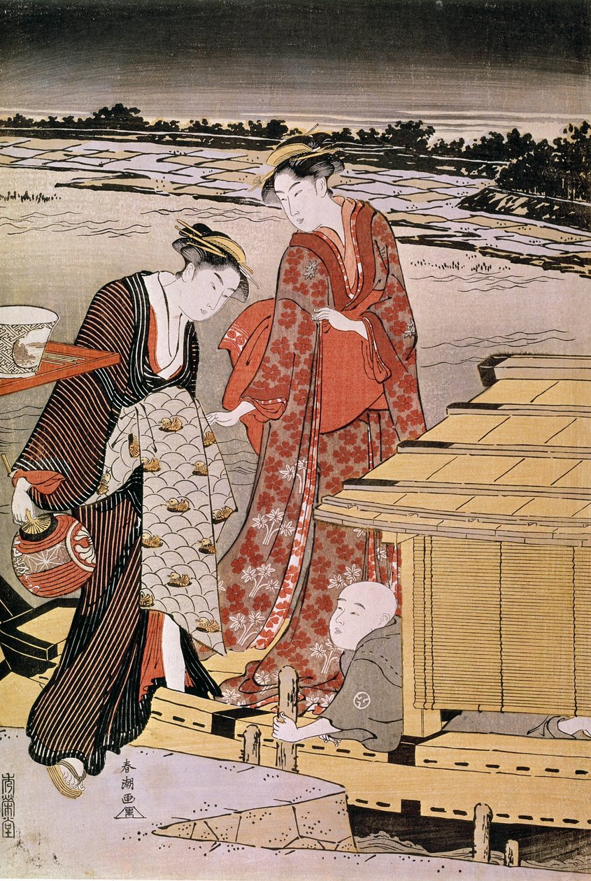 隅田川的黄昏 日本版画：胜川顺昌（1780 - 1795 年在世） 作者 胜川俊章