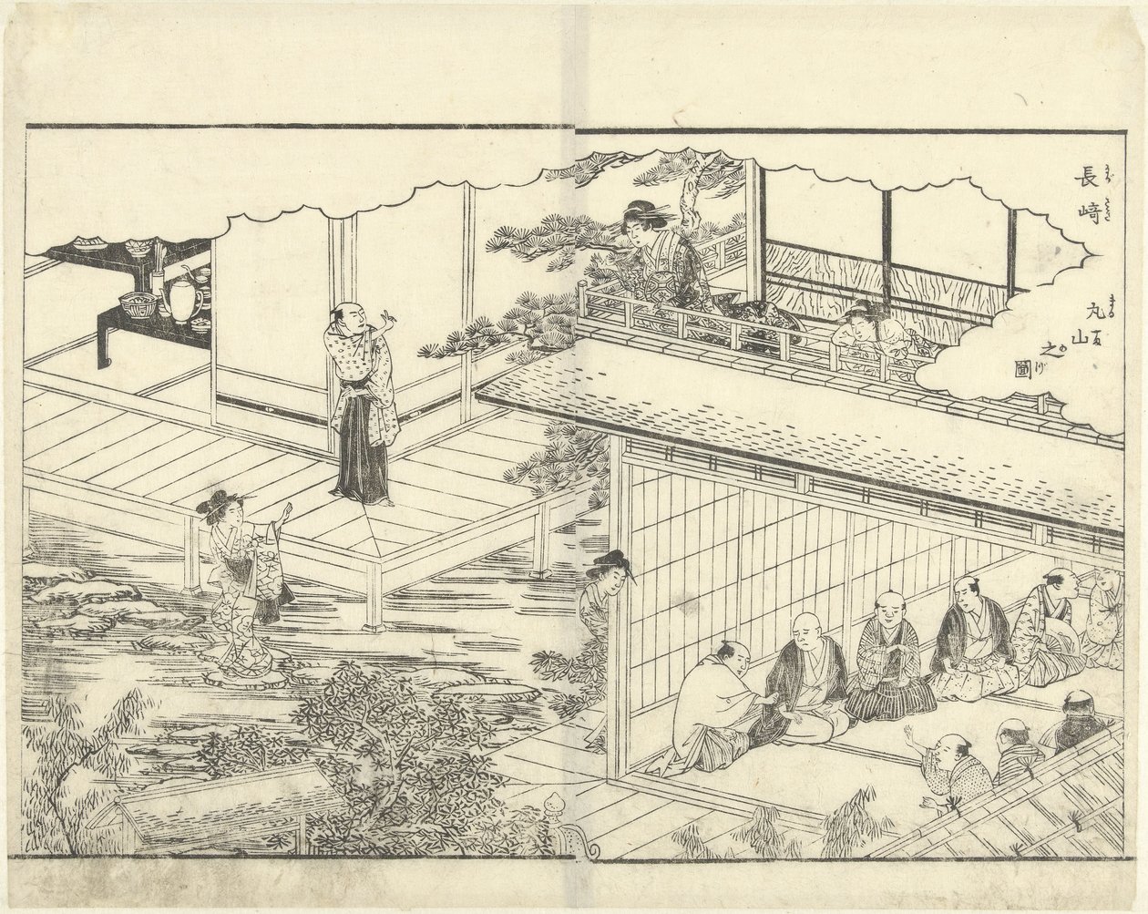 长崎的丸山
长崎丸山之（物体上的标题） 作者 胜川顺亭