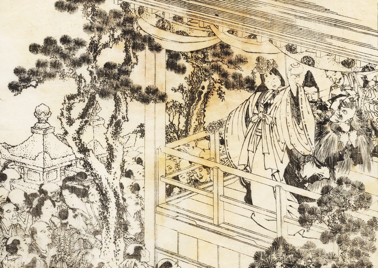 神社舞蹈的场景 作者 葛饰北斋