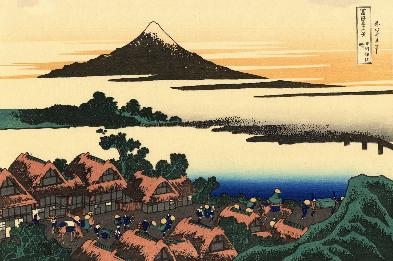 在Kai Province的Isawa的KōshūIsawano Akatsuki Dawn 作者 葛饰北斋