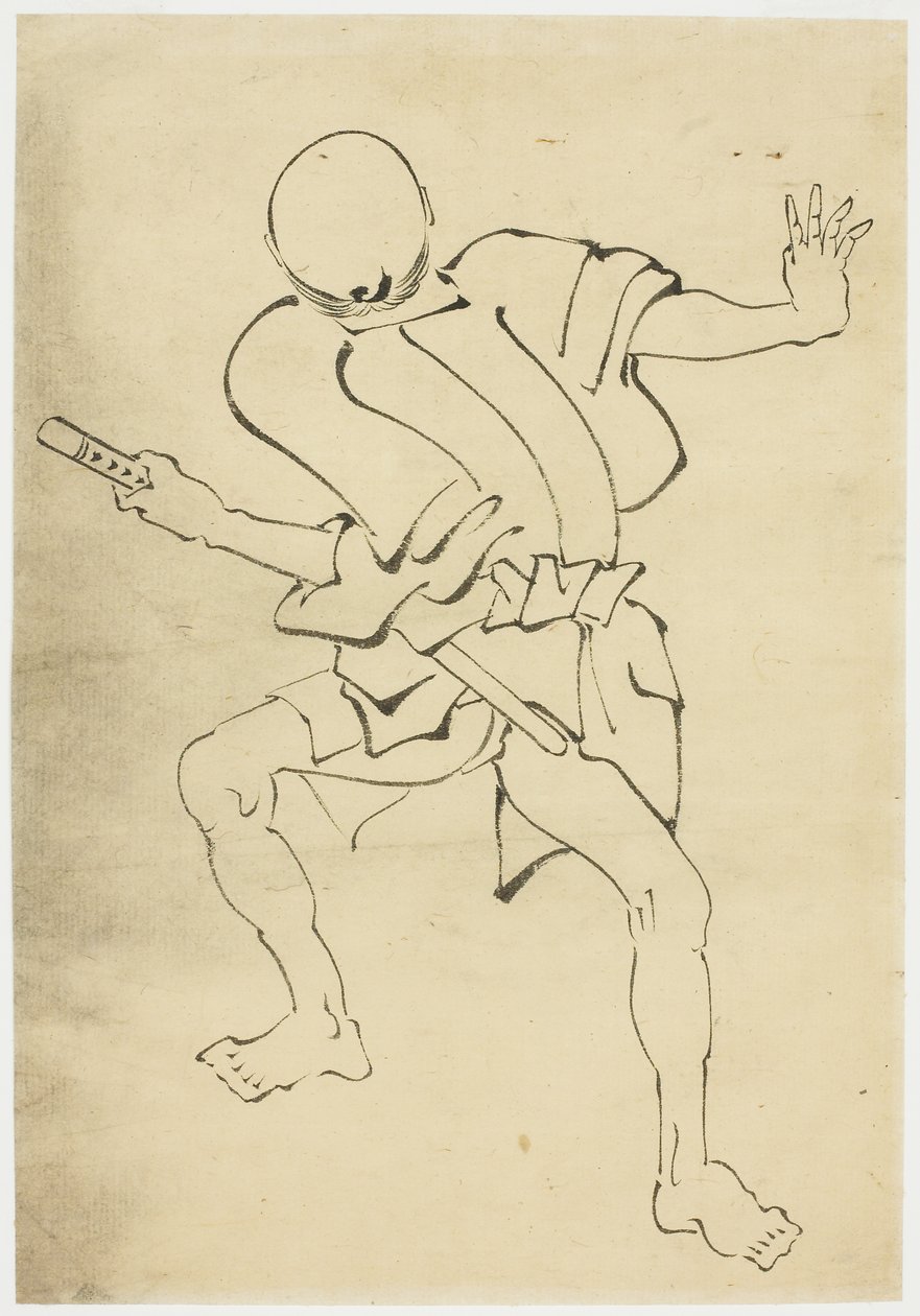 武装乘务员（研究），c.1815-1849年（纸上墨水） 作者 北斋葛饰（学校）