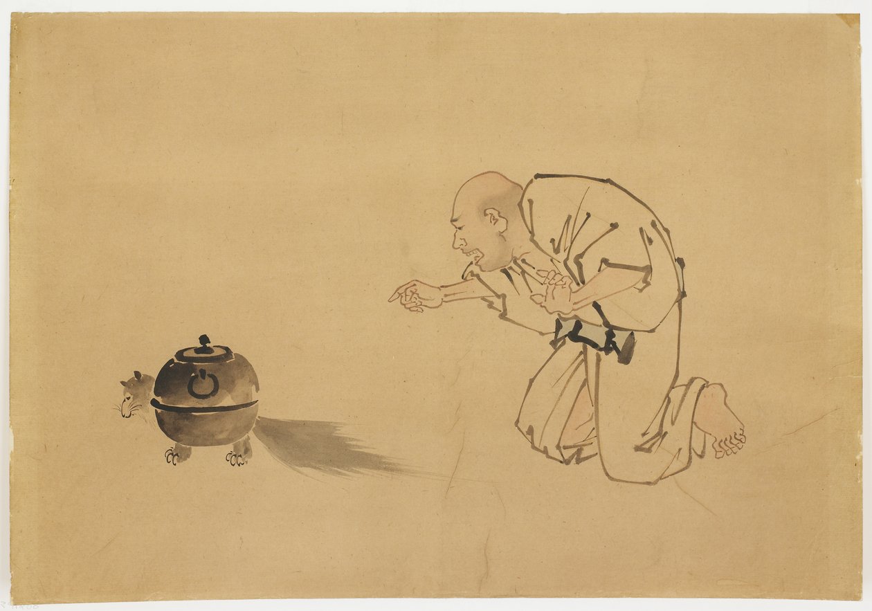 插图出自“ Tanuki茶壶”，约1850年（纸上的墨水和颜色） 作者 北斋葛饰（学校）
