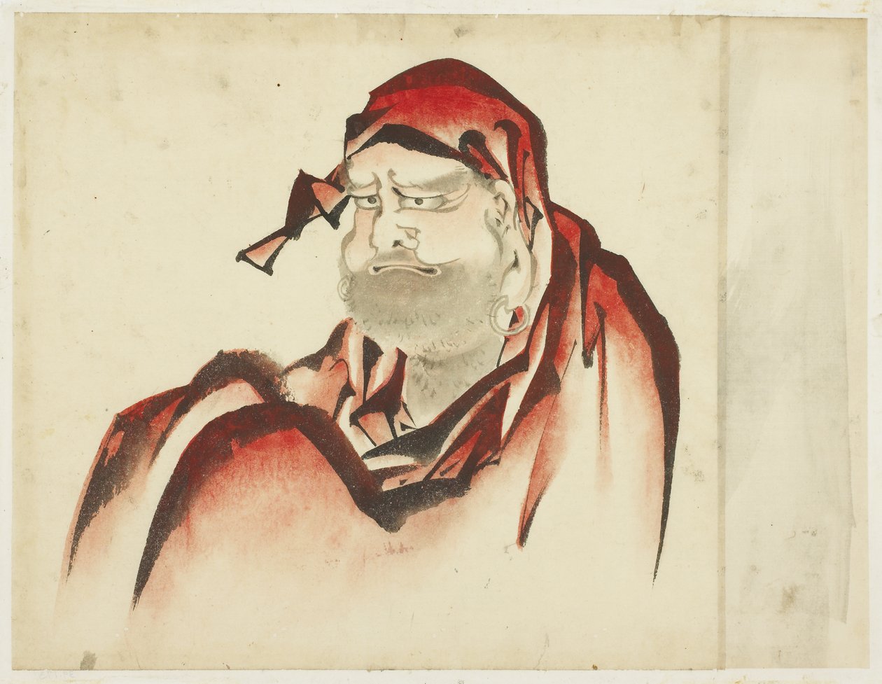 达鲁玛（Red-Robed Daruma），约1815-1849年（纸上的墨水和彩色） 作者 北斋葛饰（学校）