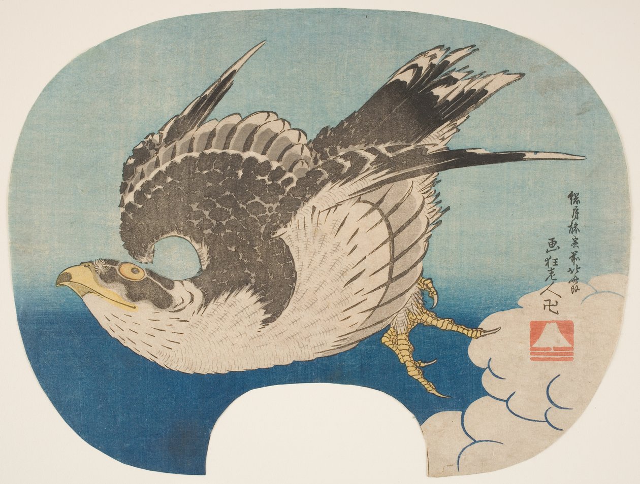 飞行中的鹰，约 1840 年（木刻版画） 作者 葛饰北斋