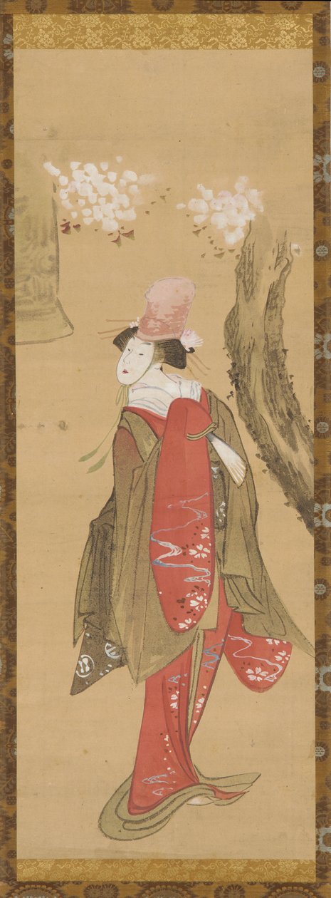 舞者、清姬、樱花树和道场寺的钟，18世纪末至19世纪初。 作者 葛饰北斋