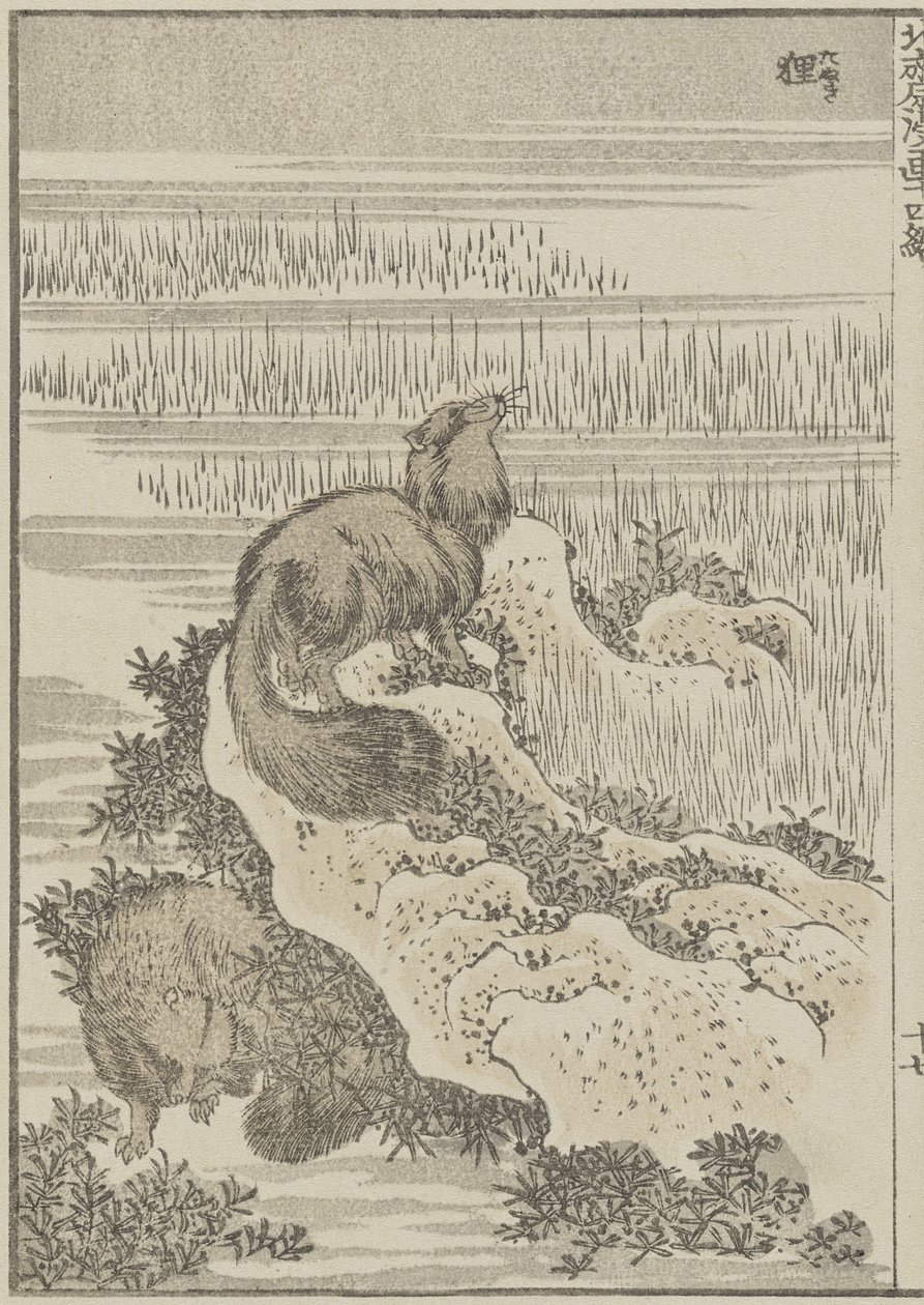 巴杰，c。 1840年（木版画） 作者 葛饰北斋
