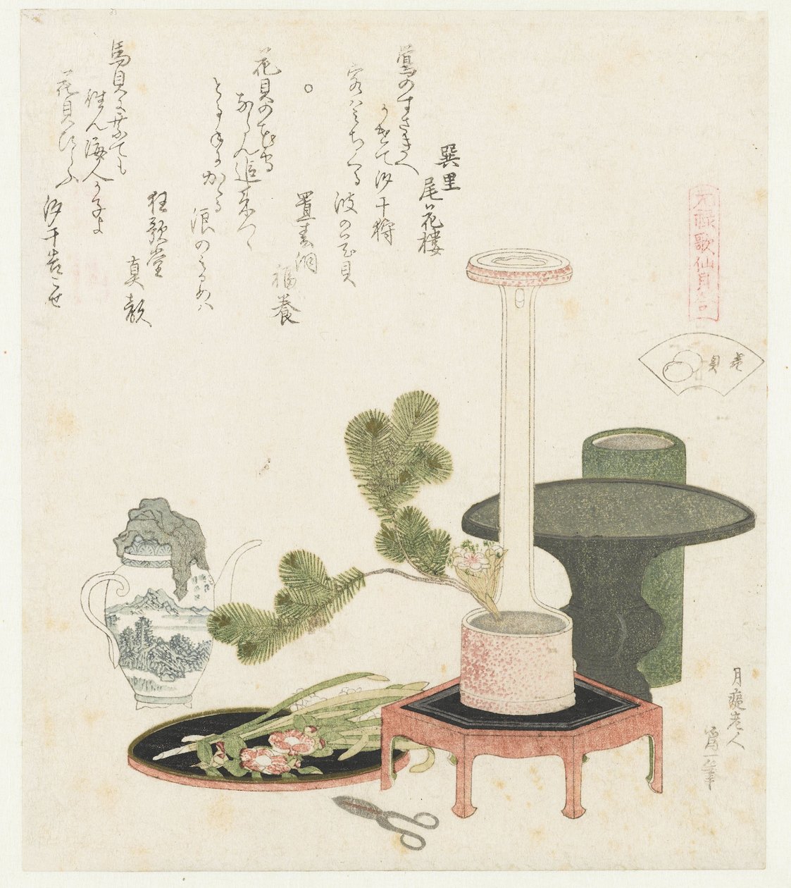 花贝
花贝（物件上的标题）
元禄诗与贝壳的比较（系列标题）
元禄诗歌与贝壳的比较（系列名） 作者 葛饰北斋