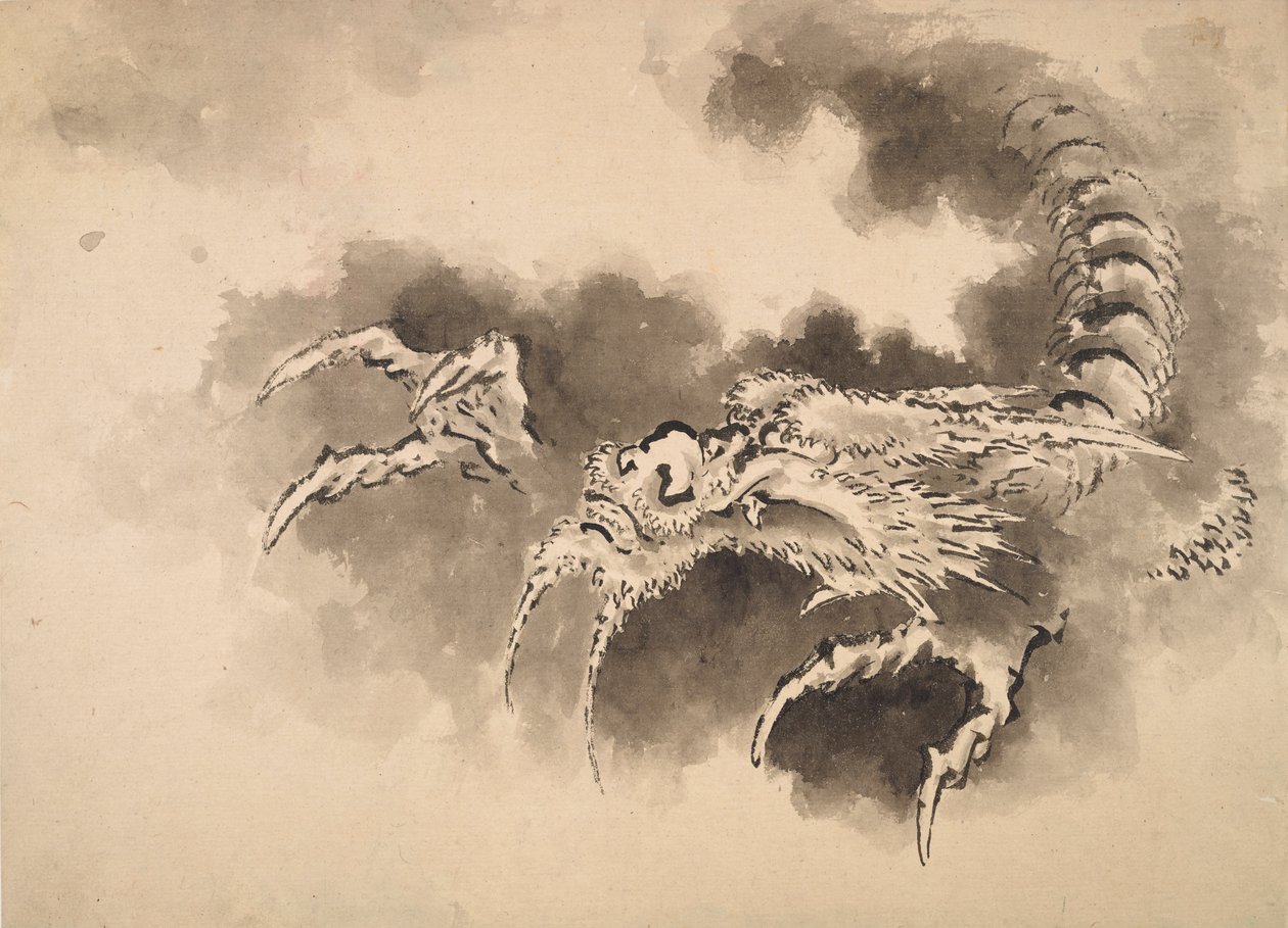 龙从云中出现，江户时期，19世纪。 作者 葛饰北斋
