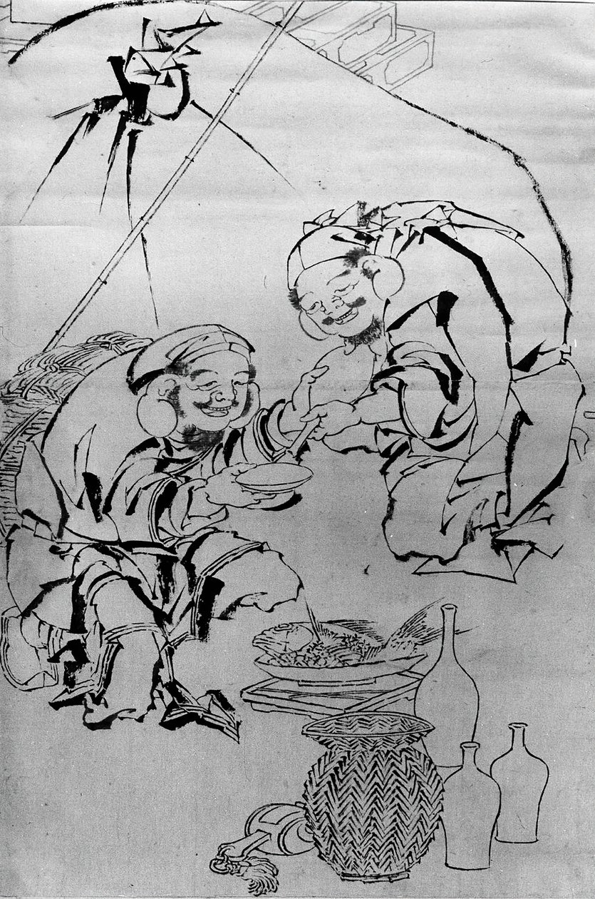 惠比寿和大国庆祝新年节，18-19世纪。 作者 葛饰北斋