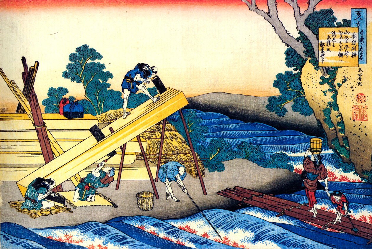 选自《百名诗人的百首诗》：晴之鹤木，c1830。 作者 葛饰北斋