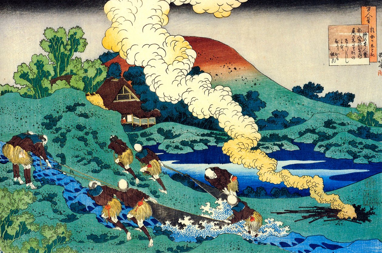 选自《百诗人的百首诗》：Kakinomoto no Hitomaro，c1830。 作者 葛饰北斋