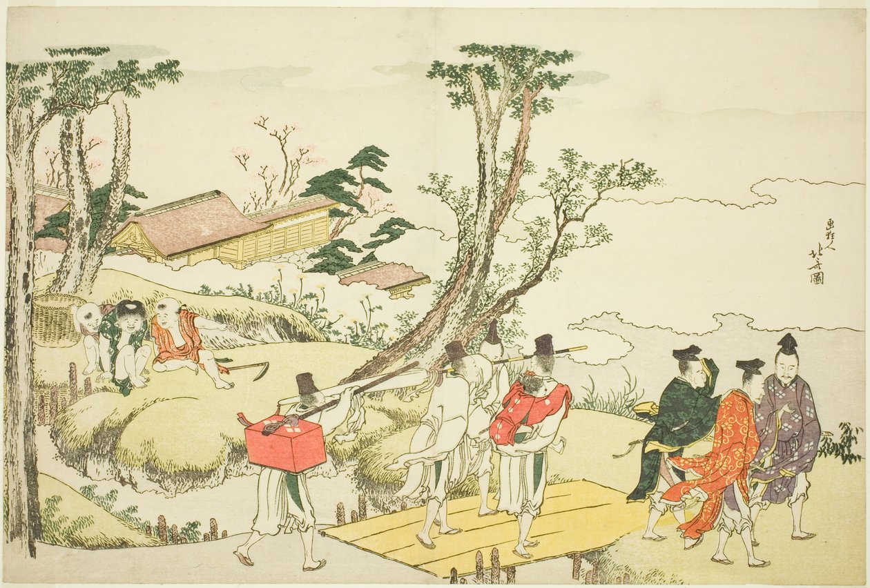 图文并茂的画册《三十六位不朽的女诗人》（"Nishikizuri onna sanjurokasen"）的封面插图 作者 葛饰北斋