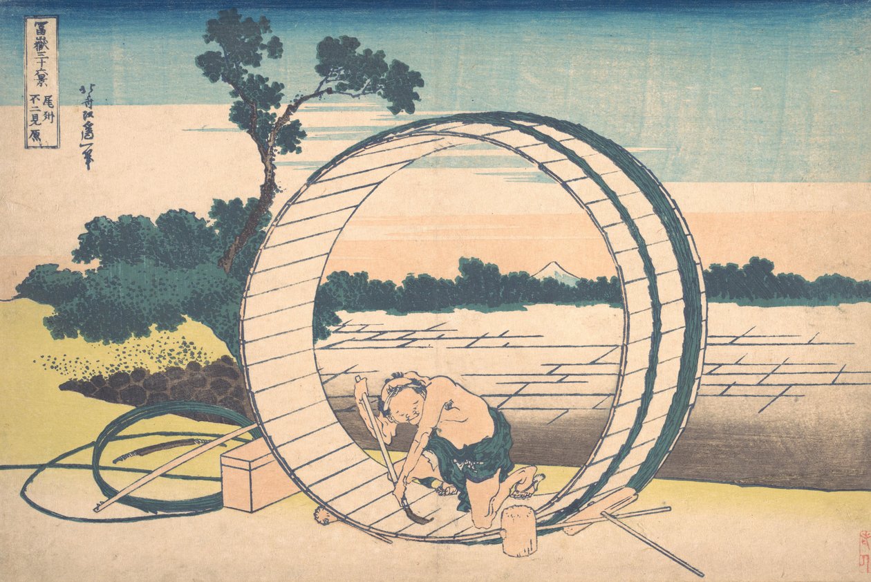 尾张省的藤原Bishu Fujimigahara，出自《三十六计》系列，约1830-32。 作者 葛饰北斋
