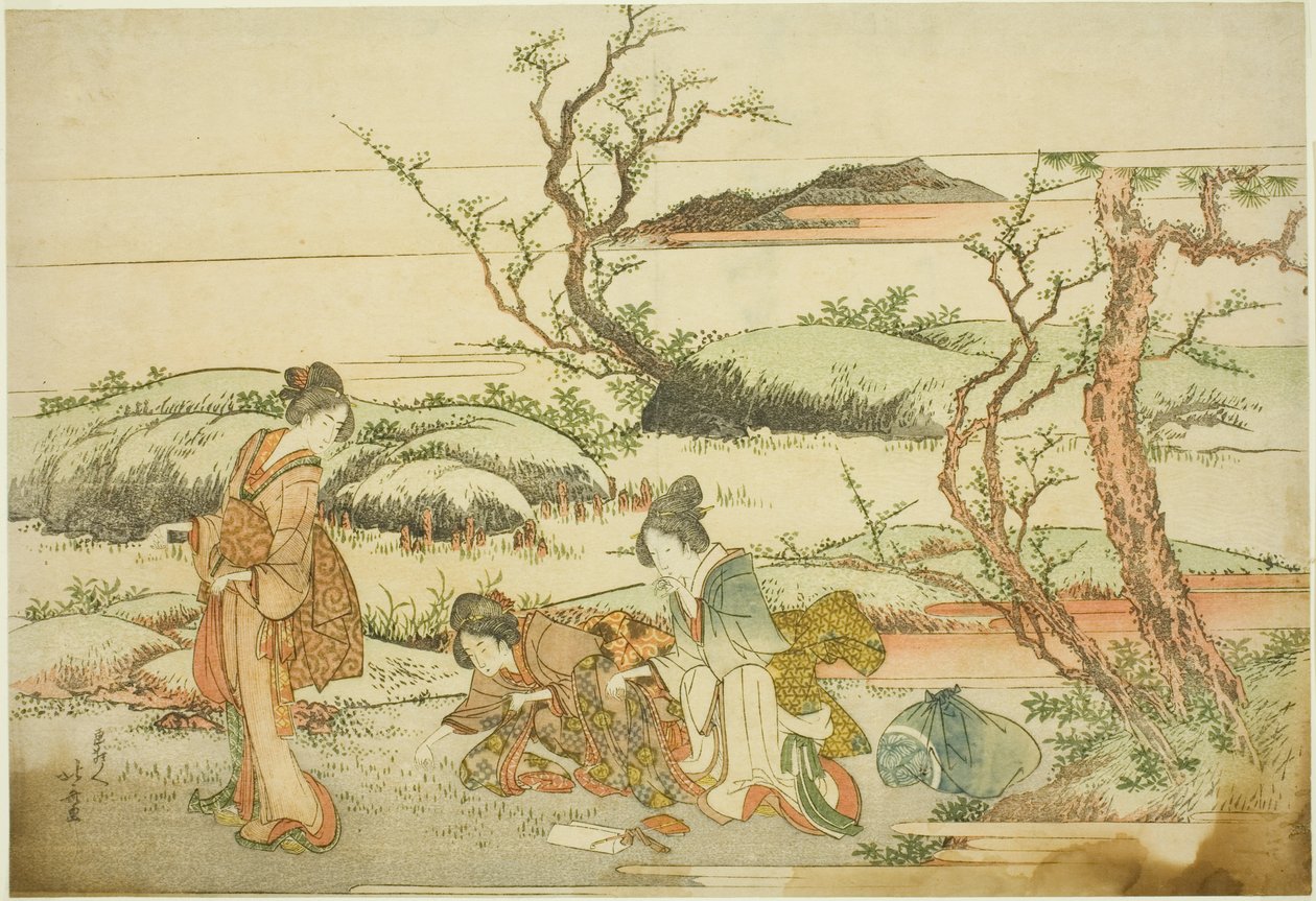 采集春菜，选自画册 "春天的富士山（春之富士山）" 作者 葛饰北斋