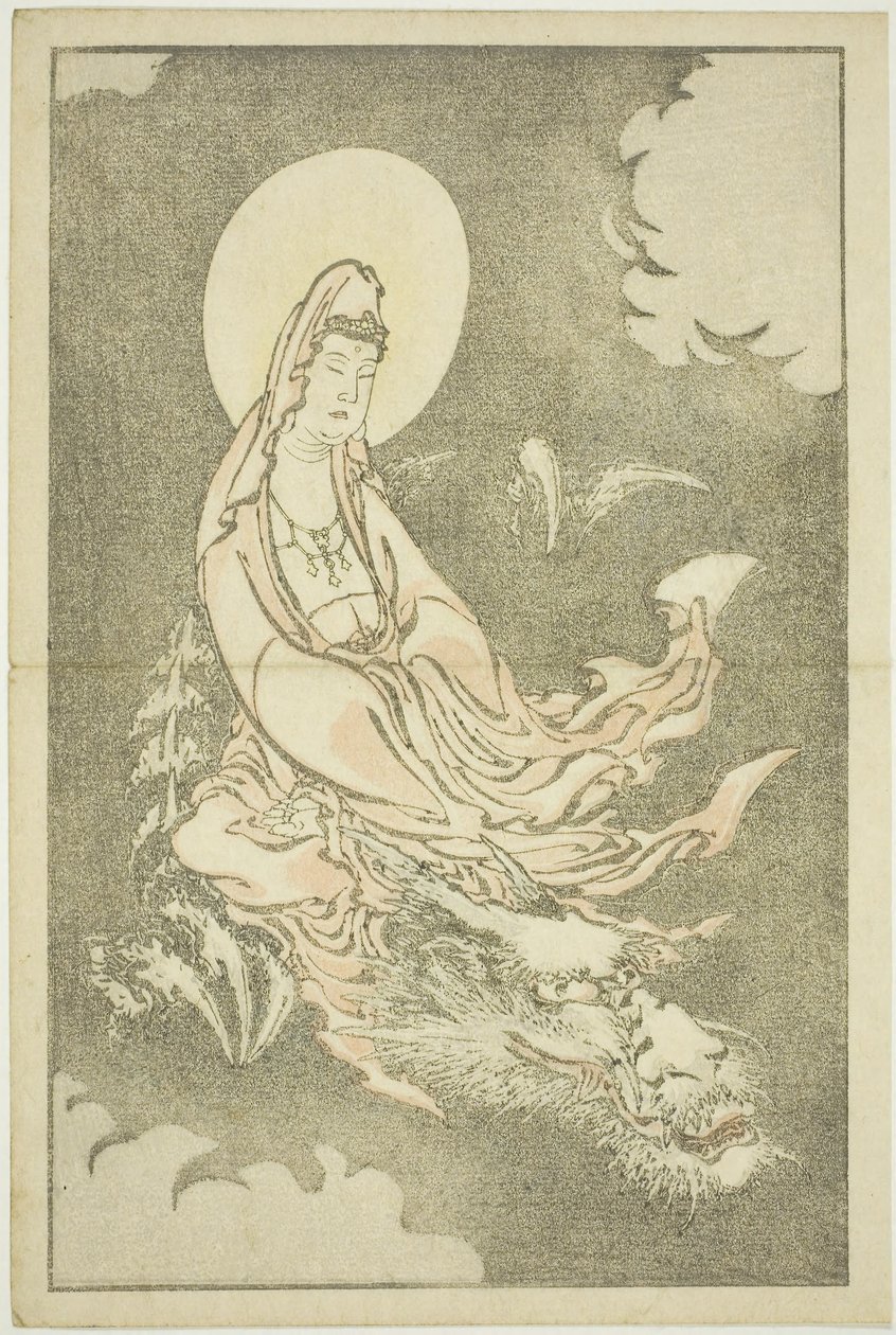 骑龙女神》，选自《北斋写实画集》，约 1814 年（彩色木刻版画（册页 作者 葛饰北斋