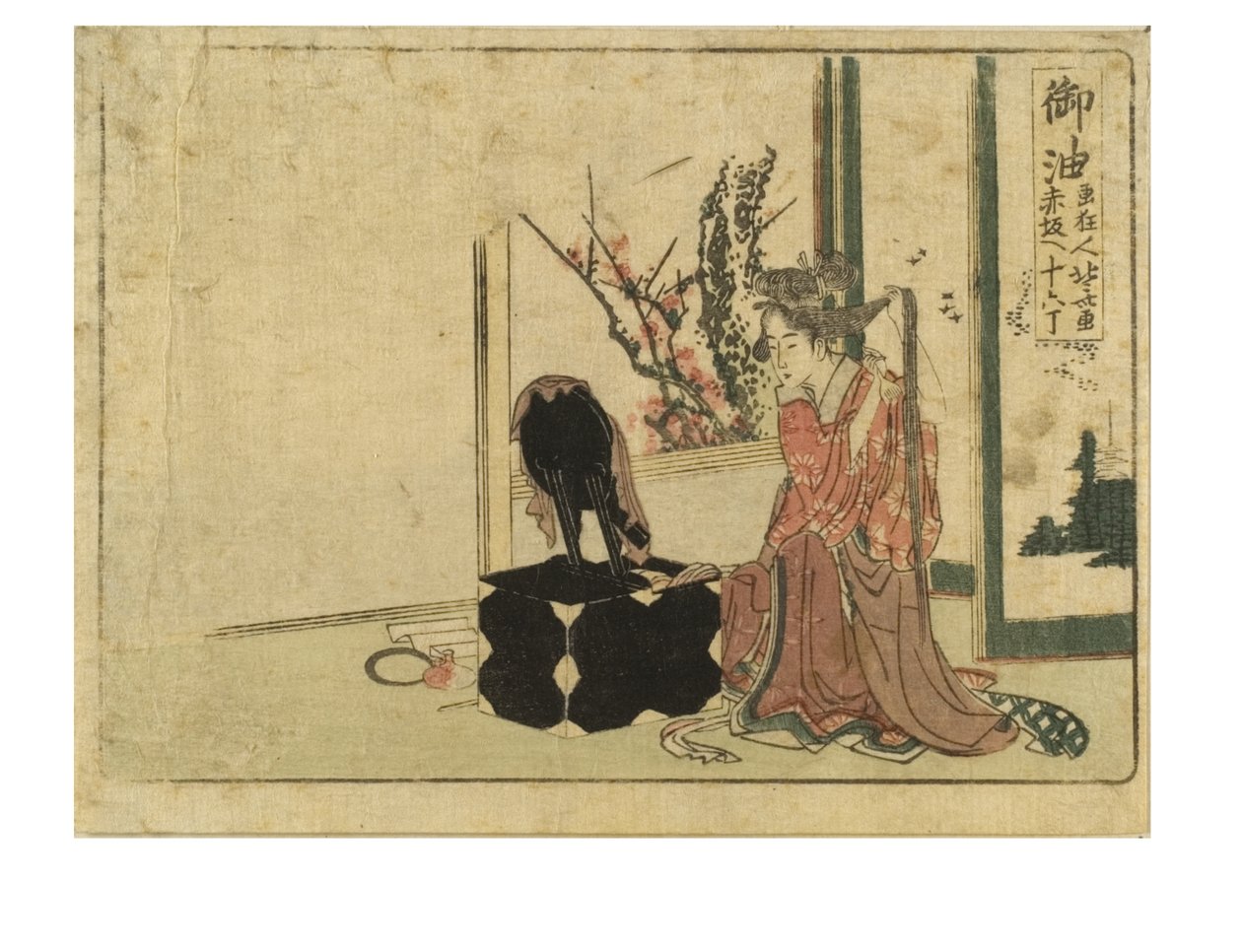 东海道上的五渔站，来自Surimono东海道系列，约1800-04（纸上木版画） 作者 葛饰北斋