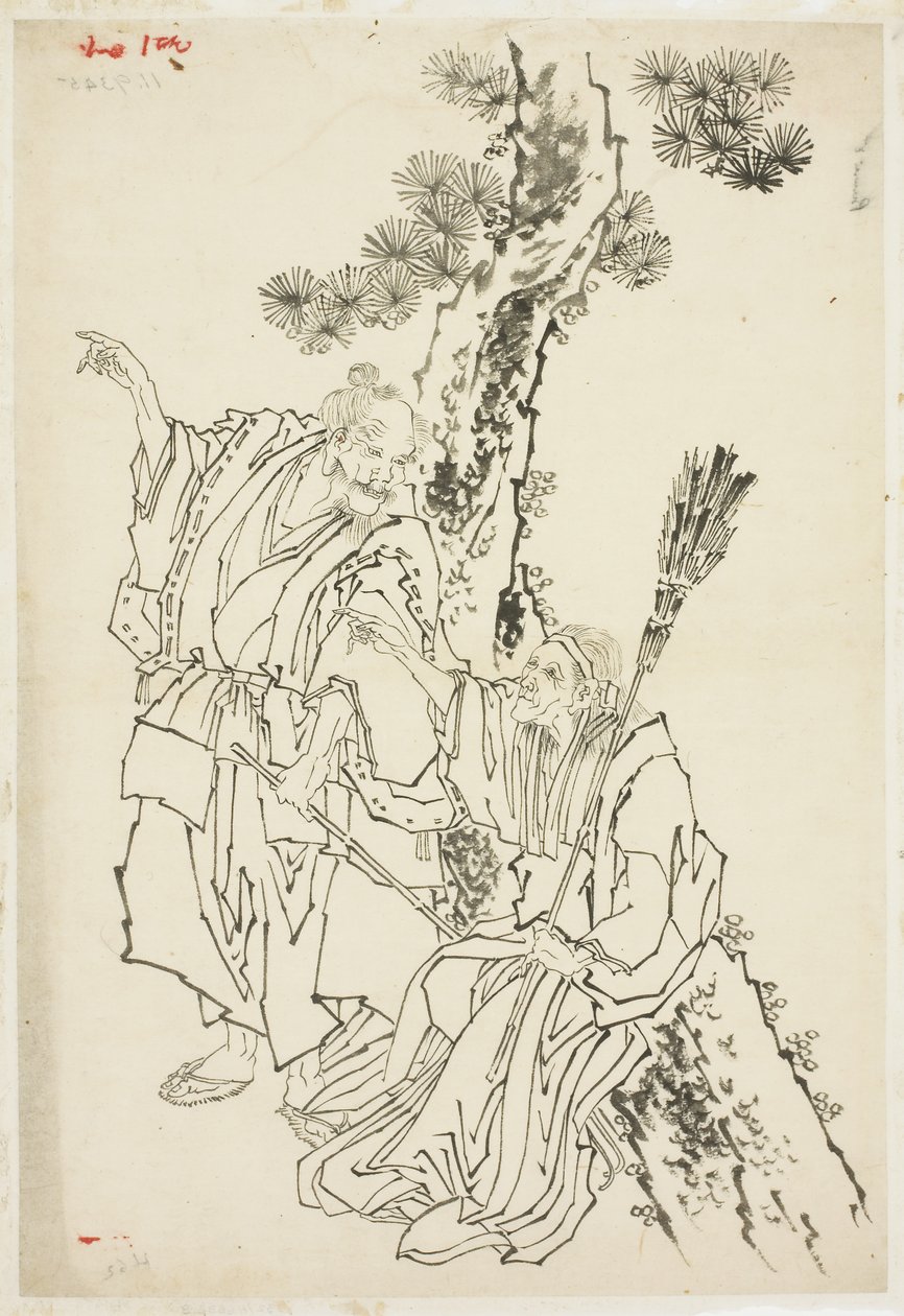 乔和乌巴；高砂市的主题1815-49（纸上墨水） 作者 葛饰北斋
