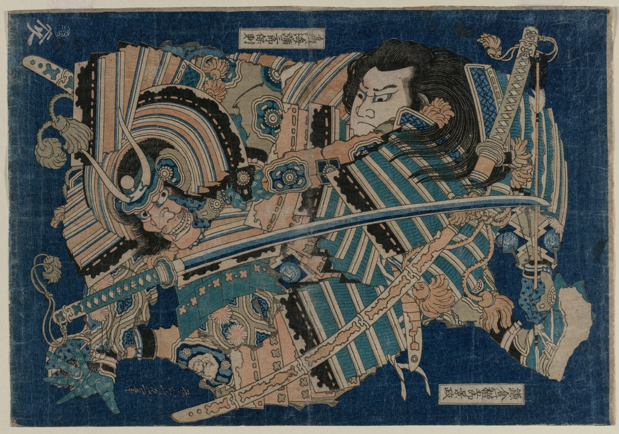 镰仓之源五郎夺取都灵三郎（Torinoumi Tasaburo），1830年代初期。 作者 葛饰北斋