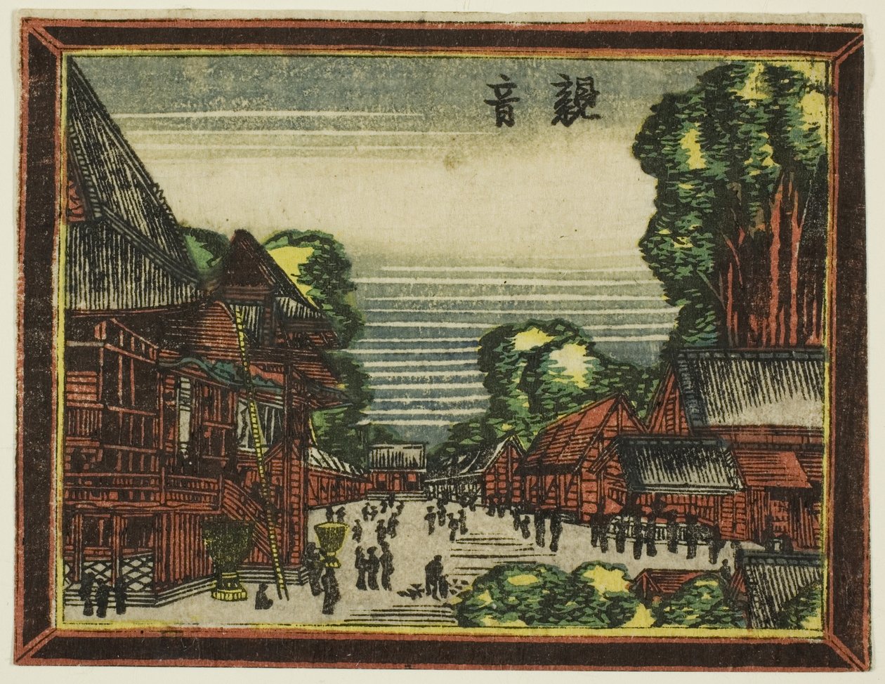观音寺（Kannon），选自《荷兰风情画》系列：江户八景（Oranda gakyo Edo hakkei） 作者 葛饰北斋