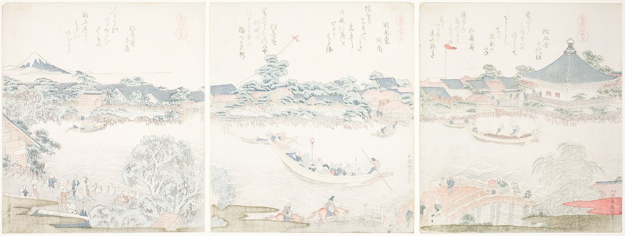 驹形堂和大厩河岸，选自 "马的选择（Uma zukushi）"系列 作者 葛饰北斋