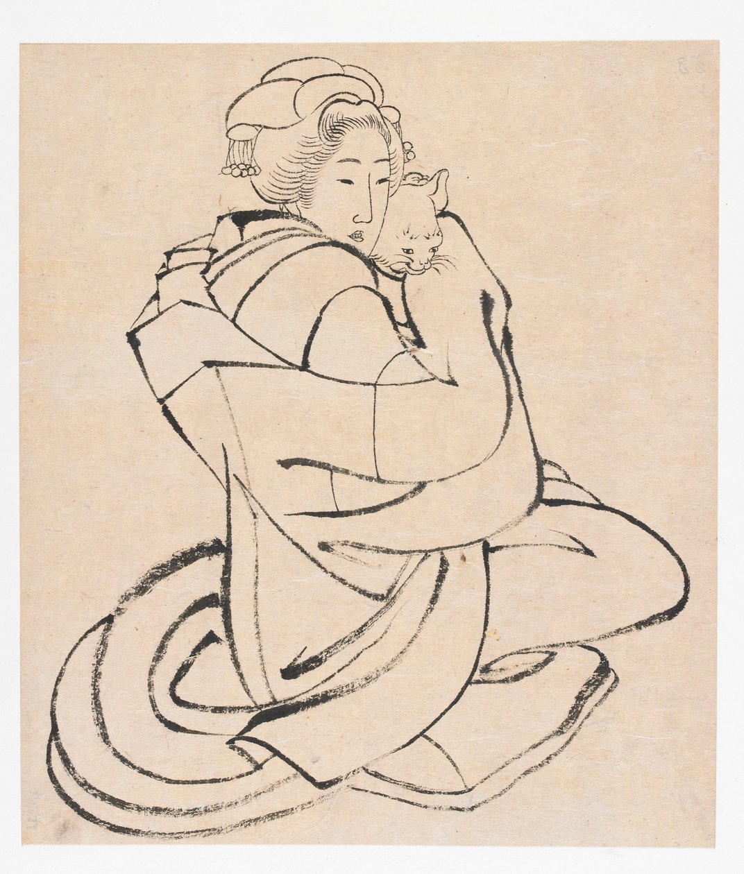 抱着猫的女士，江户时期，约1810年代。 作者 葛饰北斋