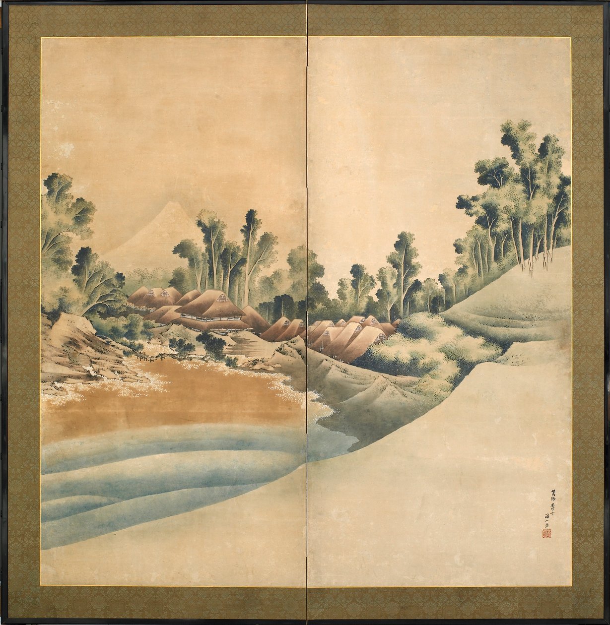 江户时代的富士山和江之岛，1825年（纸上的墨水和颜色） 作者 葛饰北斋