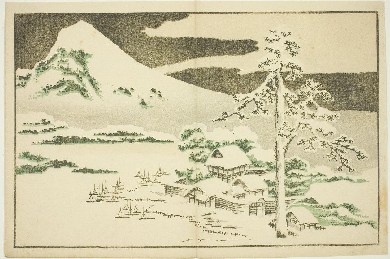 冬季的富士山，选自《北斋写实画集》（北斋写真集） 作者 葛饰北斋