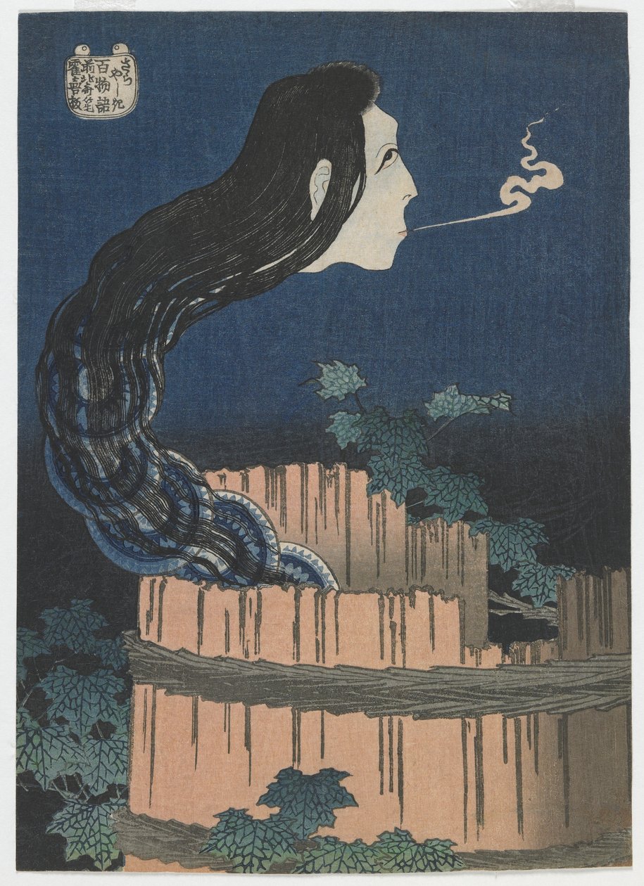 一百个鬼故事：江户时代的Sarayashiki，1831-32（彩色木版画） 作者 葛饰北斋