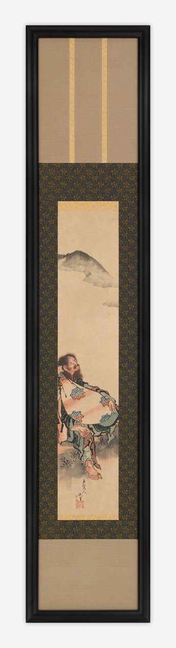 诗人Semimaru和他的袋子里的琵琶，江户时期，1839年。 作者 葛饰北斋