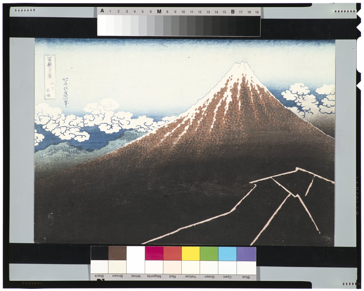 顶峰下的暴雨，c.1831-34（木版） 作者 葛饰北斋