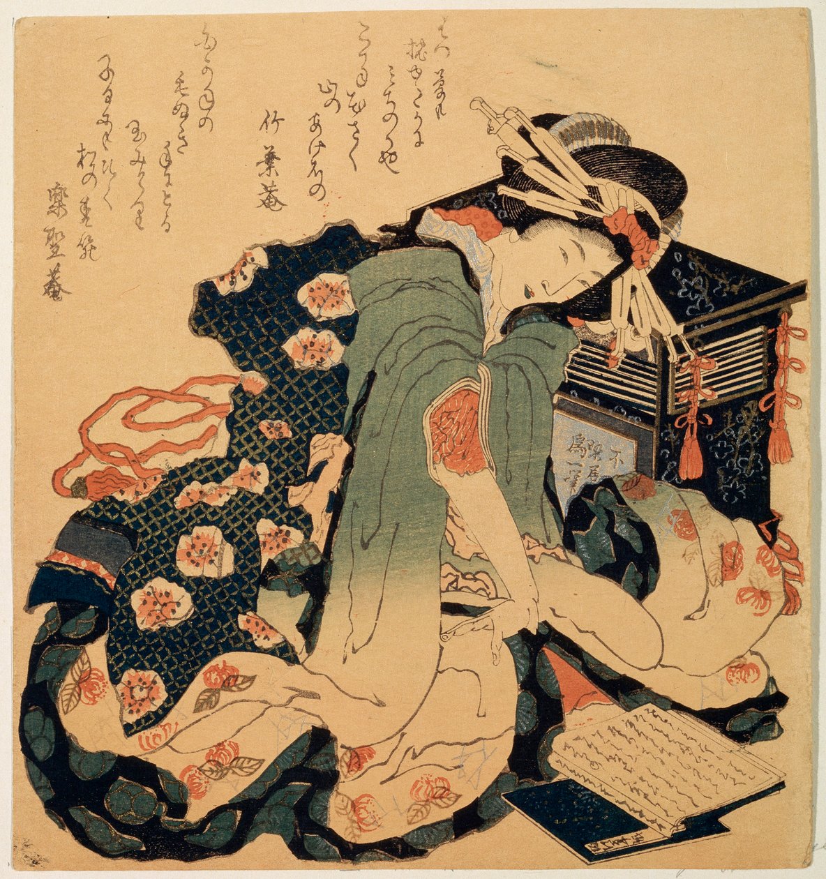 阅读，c1822。 作者 葛饰北斋