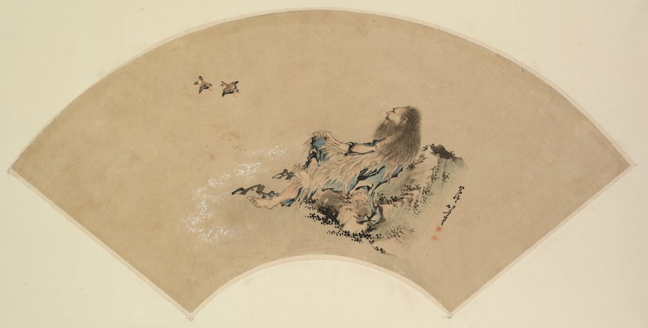 1700年代至1849年末，在海边观鸟的立史（Risshi）。 作者 葛饰北斋