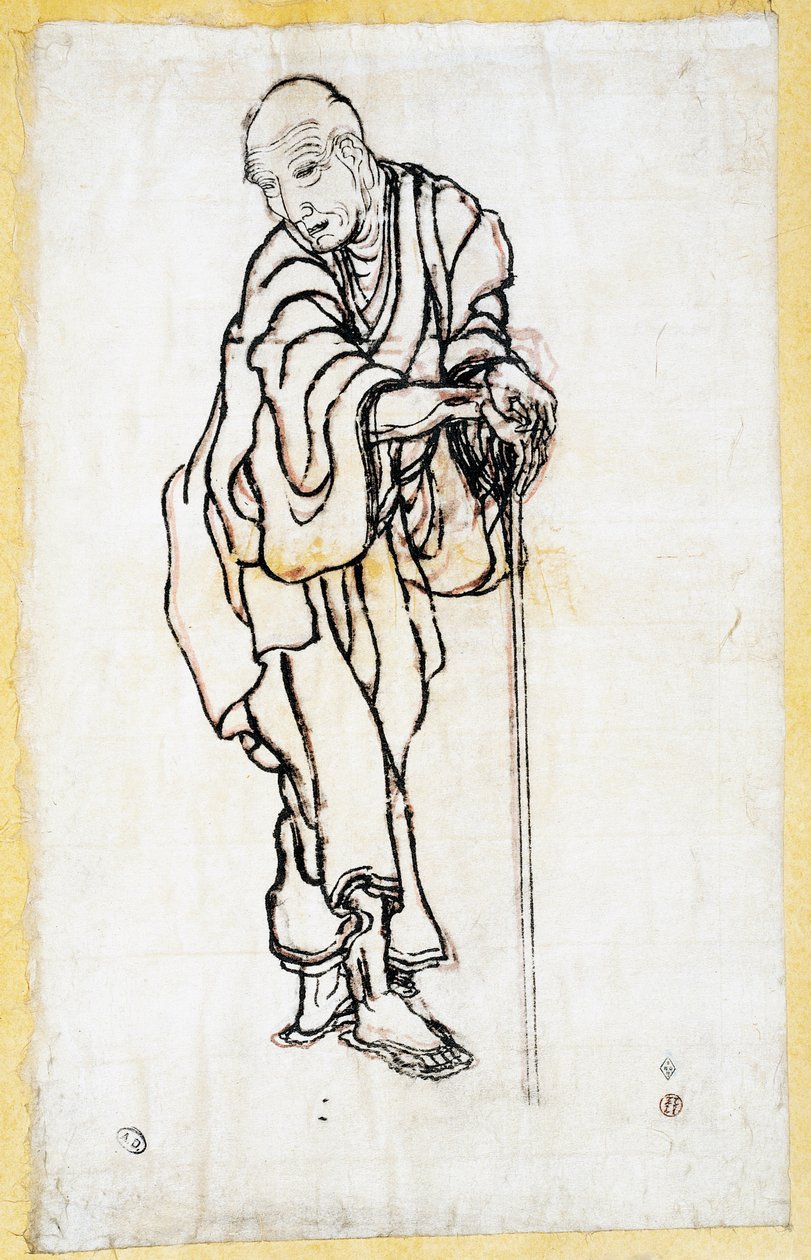 老人自画像，约 1840-49 年（纸上笔墨） 作者 葛饰北斋